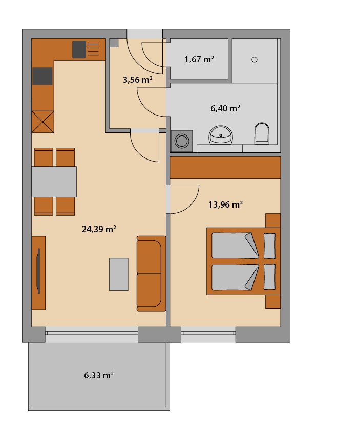 2-Zimmer Wohnung mit ca 63 qm im Wohnpark DreiFranken